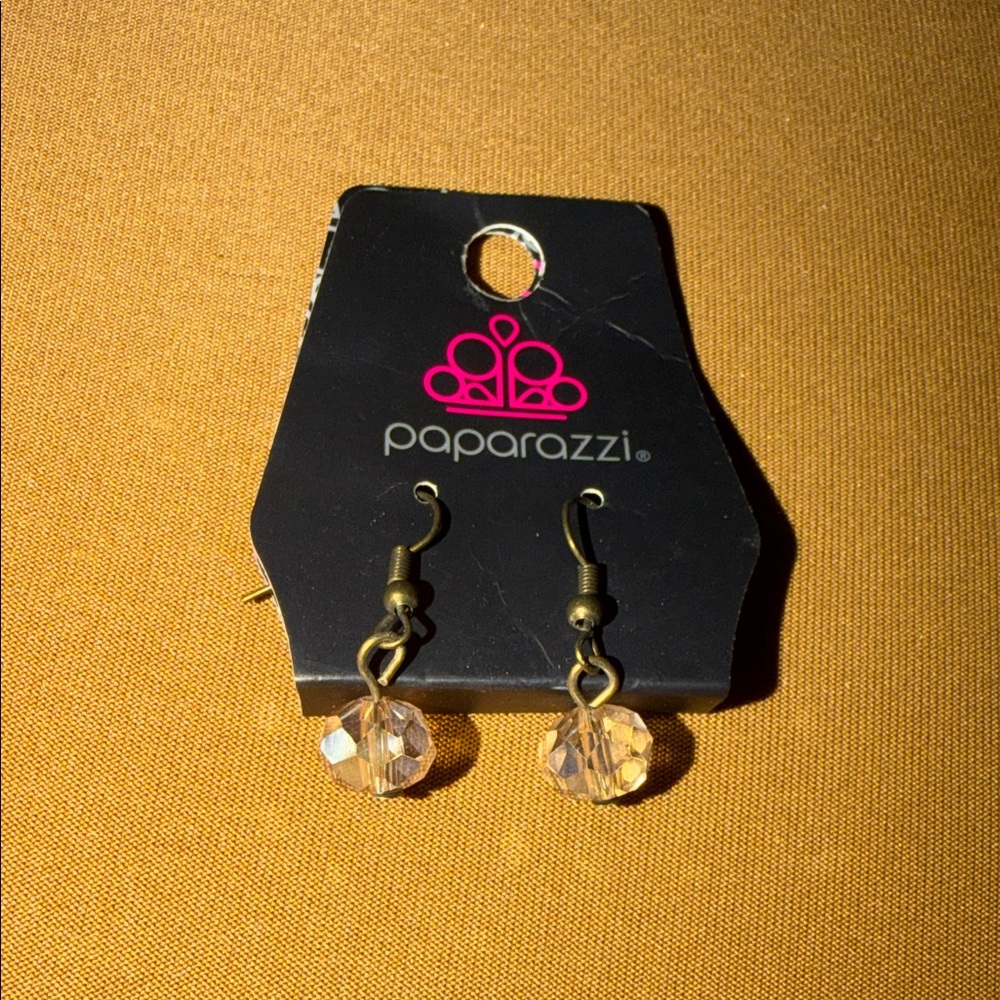 Paparazzi Gold Crystal Earrings
